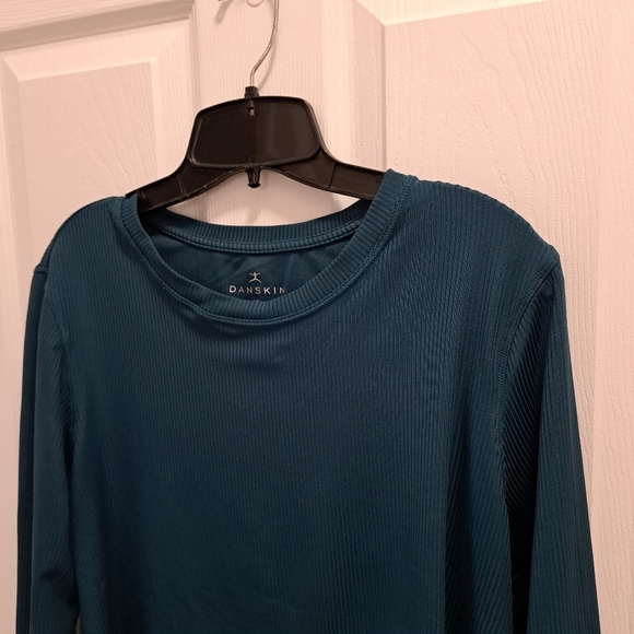 Danskin Active Top Ribbed Women's Large Blue Long Sleeved Crewneck Tee - Picture 14 of 16